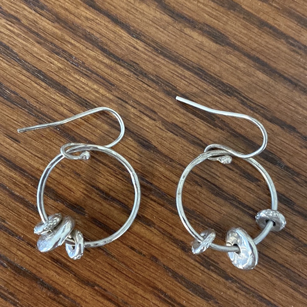 Sterling Silver Hand Made Hammered French Wire Hoop Earrings - Quality, Gorgeous